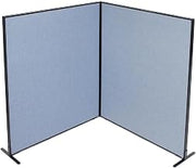 Global Industrial 60-1/4"W x 72" H Freestanding 2-Panel Corner Room Divider, Blue