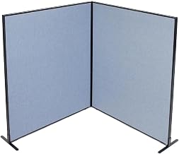 Global Industrial 60-1/4"W x 72" H Freestanding 2-Panel Corner Room Divider, Blue