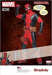 Simplicity 8236 Marvel Deadpool Halloween and Cosplay Costume Sewing Pattern, Sizes XS-XL