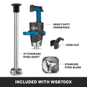 Waring 21" / Stainless Steel / WSB700X New 21” Shaft Hand Blenders