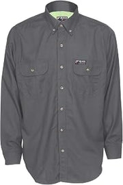 MCR Safety Summit Breeze SBS1001X2 Flame Resistant 5.5oz Inherent Blend Shirt, Underarm/Back Vents, Men's Work Shirt, XX-Large, Gray