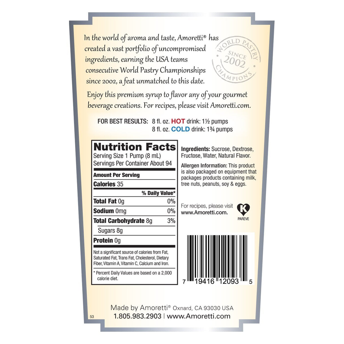 Premium Syrup by Amoretti – 25.4 Fl Oz (Pack of 1), Model 43124941