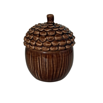 Lotikou Ceramic Acorn Jar, 1.9 Ounces, Brown