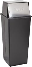 Witt Industries 21HT-22 Steel 21-Gallon Hamper and Push Top Receptacle, Legend "Push", Square, 15" Width x 15" Depth x 37" Height, Black / Chrome