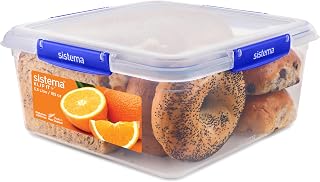 Sistema KLIP IT PLUS Food Storage Container | 5.5 L Square | Airtight & Stackable Meal Prep Container with Lid | School Lunch Box | BPA-Free | 1 Count