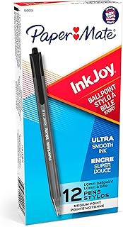 Paper Mate InkJoy 100RT Retractable Ballpoint Pens, Medium Point, Black, Box of 12 (1951254)