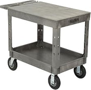 Global Industrial Plastic 2 Flat Shelf Industrial Strength Service & Utility Cart, 44â€ x 25-1/2â€, 8" Pneumatic Wheels