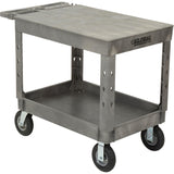 Plastic 2 Flat Shelf Industrial Strength Service & Utility Cart by Global Industrial – Plastic, Gray, Model 800329