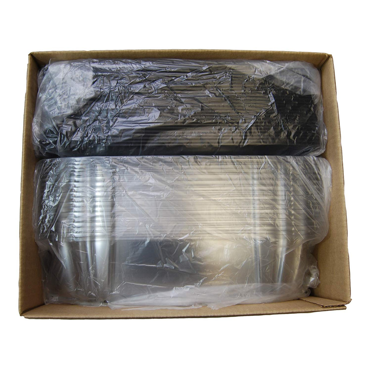 Black 16" UltraStack Square Platter with Clear 3" Dome Lid by Sabert – 25 CT, Plastic, Black, Pack of 25, Model C9616