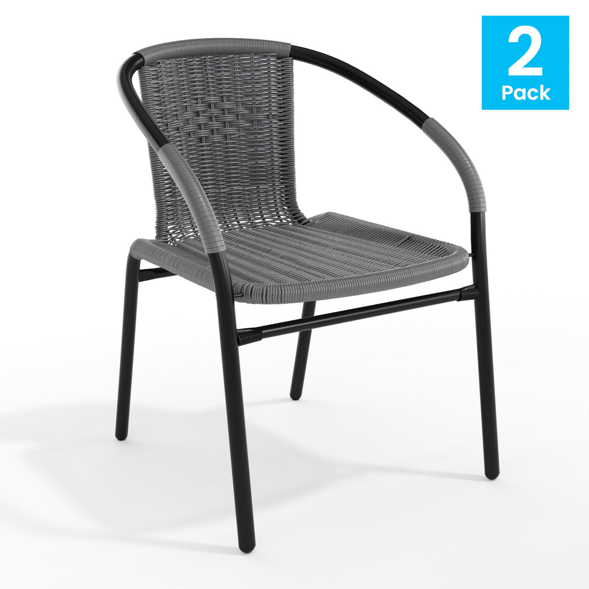 Flash Furniture Grey / Set of 1 / Contemporary Patio Dining Chairs