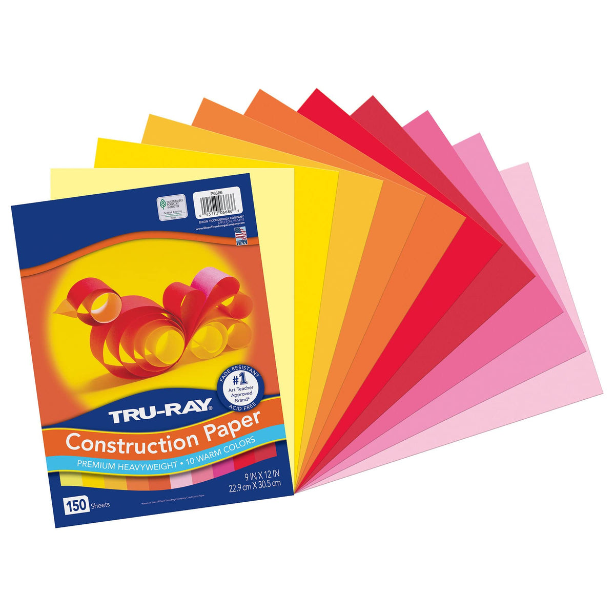 Tru-Ray Construction Paper by DIXON TICONDEROGA CO - PACON – Paper, Assorted, Pack of 3, Model PAC6686-3