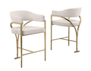 Boucle Fabric Counter Stools with Gold Iron Chrome Base by Best Quality Furniture – Iron, Gold, Model CH307