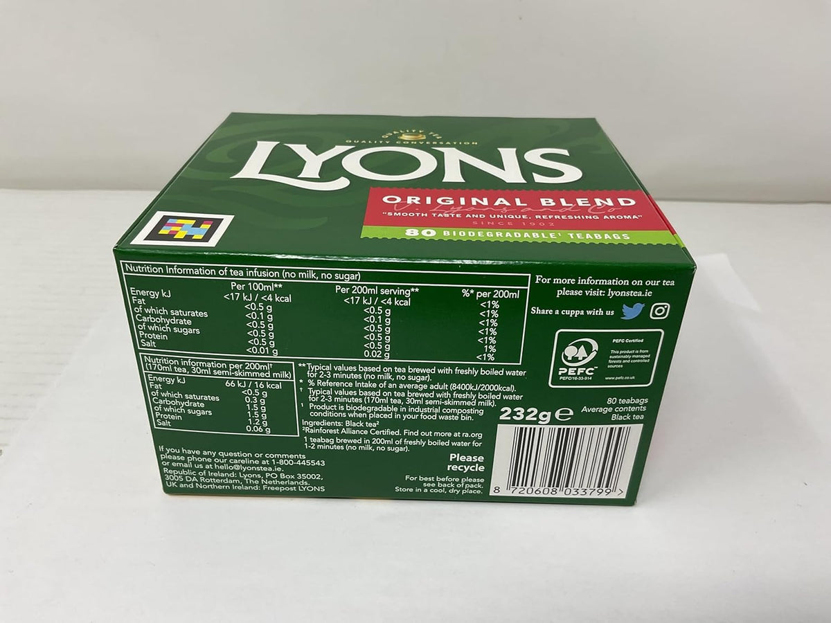 Tea Bags Original, 80-Bag (12 Pack) by Lyons – Pack of 12