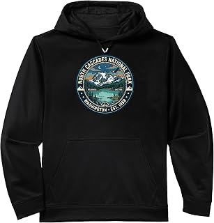 North Cascades National Park Washington Vintage Badge Performance Hoodie