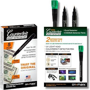 Dri Mark Counterfeit Money Detector Pen Bundle - 5 Pack Counterfeit Pen and Dual Test Bonus Pack