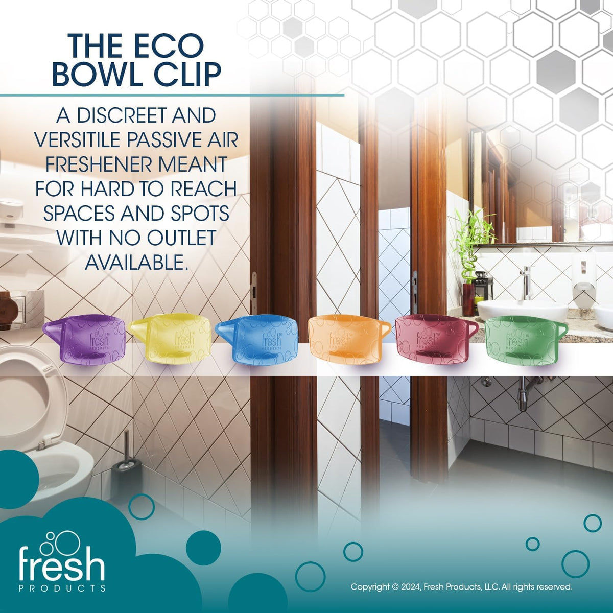 Eco Bowl Clip 2.0 Air Freshener by Fresh Products – 6 Count (Pack of 1), Blue,Green,Orange,Red, Pack of 6, Model FRS-EBC72-PACK3