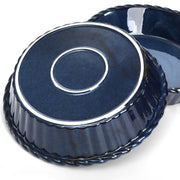 Peohud Ceramic Pie Dish Set, 10 Inch Deep Fluted, 54 Ounce, Blue