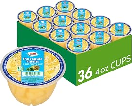 Dole Fruit Bowls Pineapple Tidbits, 4oz, 36 Total Cups | In 100% Juice Snacks, Gluten & Dairy Free, Bulk Lunch Snacks for Kids & Adults