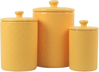 10 Strawberry Street CAN Yell Kitchen Canister Set, Set of 3, Diamond Yellow