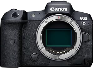 Canon EOS R5 Mirrorless Camera (Body Only), Full-Frame Hybrid Camera, 8K Video, 45 Megapixel CMOS Sensor, DIGIC X Image Processor, Up to 12 FPS, RF Mount, Black | Up to 12 FPS, 45 Megapixel CMOS Sensor, 8K Video, RF Mount, DIGIC X Image Processor