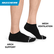 Men's 3-Pack Performance Pickleball No Show Socks by Skechers – Polyester Blend, Black, Model S118146HP