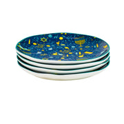 Bella Holiday Appetizer Plates (Driedels & Lights) by 10 Strawberry Street – 6", Ceramic, Driedels & Lights, Pack of 4, Model S4-BELLA-APP-XMAS