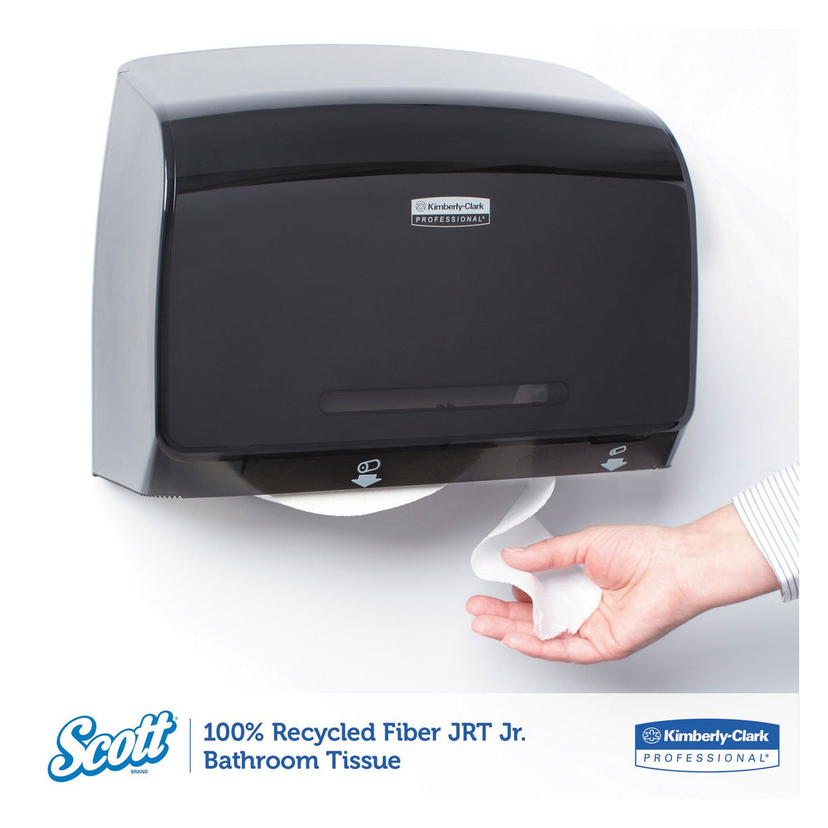Professional Scott 100% Recycled Fiber JRT Jr. Bathroom Tissue by Kimberly-Clark – JRT Jr. Roll, Paper, White, Model KCC 67805