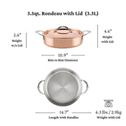 CopperBond® Aura™ 3.5-Quart Professional Copper Covered Braiser/Sauteuse by Hestan – 3.5 Quarts, Copper, Model 31843