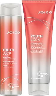 Joico YouthLock Shampoo & Conditioner Set Formulated with Collagen | Youthful Body & Bounce | Reduce Breakage & Frizz | Free of SLS/SLES Sulfates | 10.1 Fl Oz (Pack of 2)