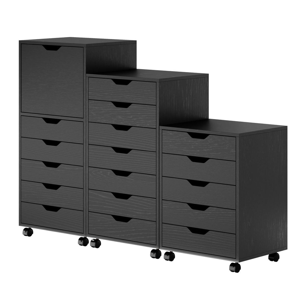 Winsome Black / 1 Door, 17 Drawers / Transitional Storage Drawer Units