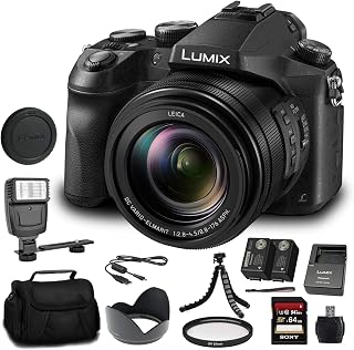 Panasonic Lumix DMC-FZ2500 Digital Camera (DMC-FZ2500) - Bundle - with 64GB Memory Card + DMW-BLC12 Battery + Digital Flash + Soft Bag + 12 Inch Flexible Tripod + Cleaning Set + More