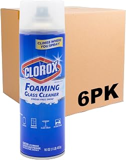 Clorox Foaming Glass Cleaner Aerosol Spray, 16 Oz Can, 6-Pack