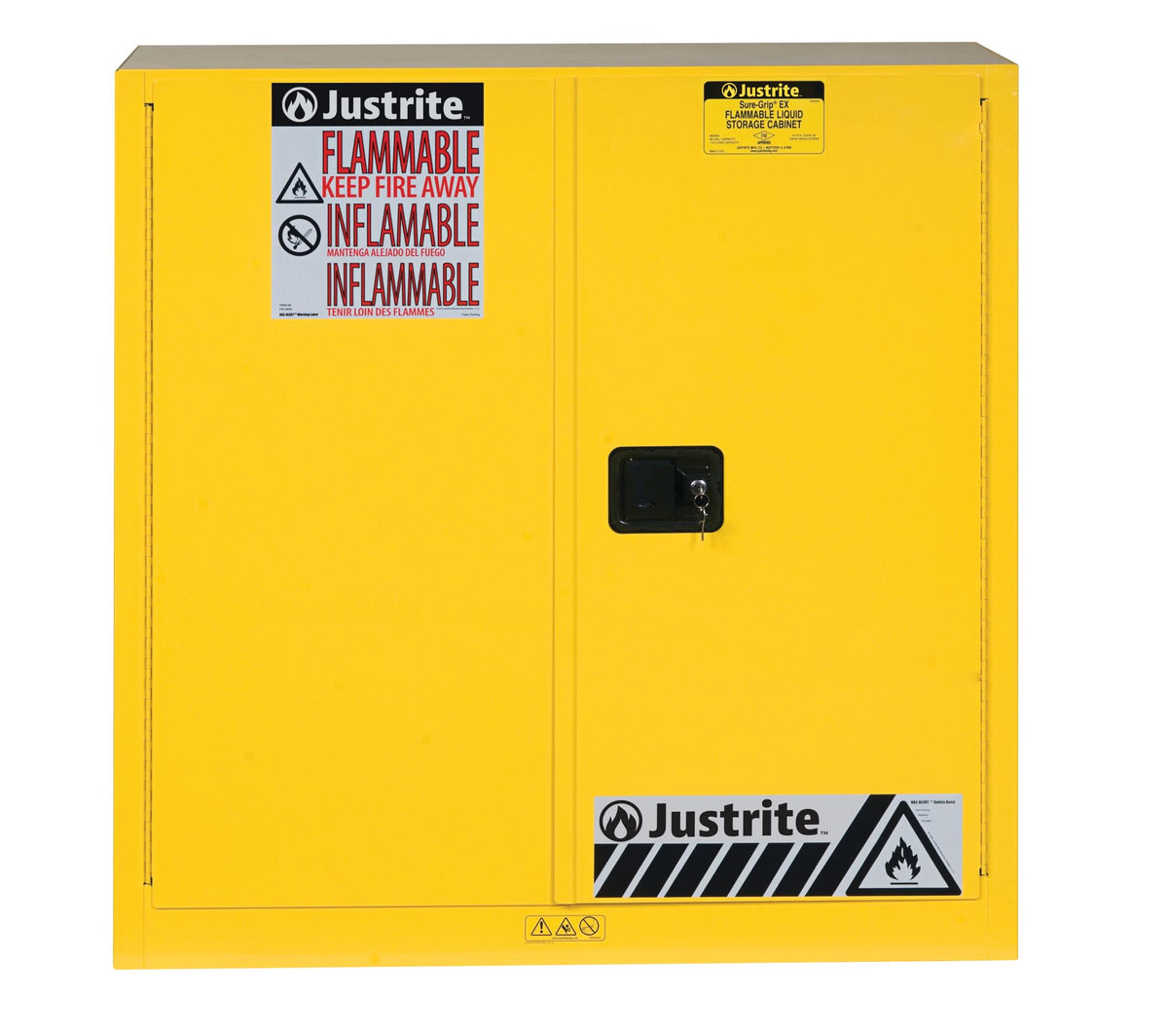 Justrite Yellow / 40 Gallon / Self-Close Cabinets