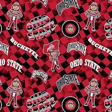 The Ohio State University Buckeyes Fabric – Officially Licensed OSU Cotton Quilting Fabric by Sykel Enterprises, Precut Yardage for Sewing & Crafts Check Allover