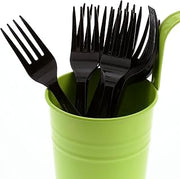 AmerCareRoyal Heavy Weight Unwrapped Disposable Polystyrene Plastic Forks for Restaurants and Catering, Black, Pack of 1000
