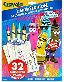 Crayola Retired Colors Coloring & Activity Set, Retired Crayons & Stickers, 32 Pgs, Gift for Kids Ages 3+