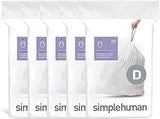 simplehuman Code D 100 Count Custom Fit Liners, Drawstring Kitchen Trash Bags, One-by-One Mess-Free Dispense, Extra Thick & Double Seamed, 50% PCR Plastic, 20 Liter / 5.3 Gallon, White