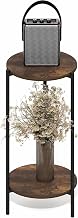 Furinno BESI 2-Tier Tall Round Narrow Side Table, Amber Pine