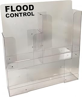 Quick Dam WURACK Wall Mount Flood Control Dispenser, Clear Acrylic | RAPID DEPLOYMENT: Includes (8) Mats, (8) Drip Mats, (2) 4ft Water Dams, (1) 10ft Water Dam & (1) Wall Rack Dispenser