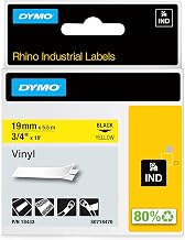 DYMO Rhino Industrial Vinyl Labels 3/4" Black Print on Yellow Tape