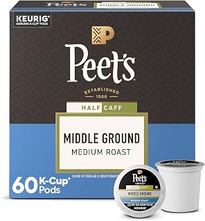 Peet's Coffee Medium Roast Keurig K-Cup Pods, 100% Arabica Coffee - Middle Ground 60 Count (6 Boxes of 10 Pods)