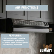 Summit 20” Range Hood Recirculating by Summit Appliance – 20 Inch, Stainless Steel, Black, Model HRTX20B