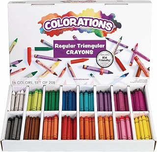 Colorations Regular Size Triangular Crayon Classroom Pack, 16 Colors