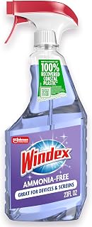 Windex Glass and Window Cleaner Spray Bottle, Ammonia Free, Packaging Designed to Prevent Leakage and Breaking, Surface Cleaning Spray, Crystal Rain Scent, 23 Fl Oz