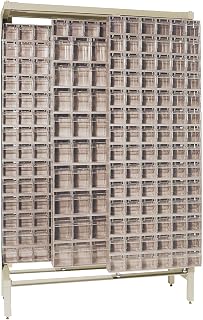 QUANTUM STORAGE SYSTEMS Quantum QS-305306-52IV Standalone Shelving Slider System with (9) QTB305 and (43) QTB306 Ivory Tip Out Bins for Warehouse Distribution | 2000 lbs Capacity | 48"W x 18"D x 77"H, Ivory, Carbon Steel