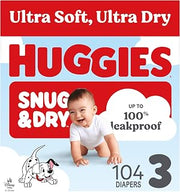 HUGGIES Snug & Dry Diapers Size 3, 104 Count