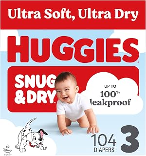 HUGGIES Snug & Dry Diapers Size 3, 104 Count