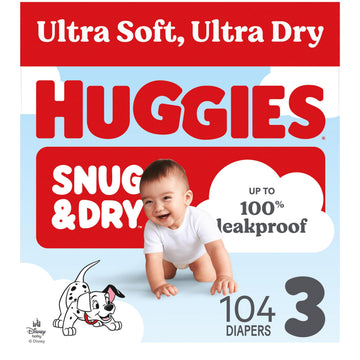 Snug & Dry Diapers Size by HUGGIES – Size 3, Pulp, White, Pack of 104, Model 10036000564348