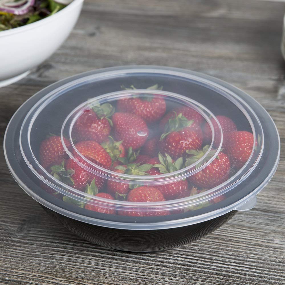 Round Serving Bowls - 80 oz | 10" | Black | Pack of by Fineline settings – Polypropylene (PP), Black, Model HPB10805PP.BK