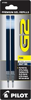 Pilot, G2 Gel Ink Refills, Fine Point 0.7 mm, Navy, Pack of 2